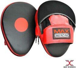 MaxStrength 6oz Curved Focus Pads & Training Boxing Gloves Sets, Black/Red