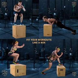 MaxStrength Wooden Ply Easy-to-Assemble Plyometric Jump Box for Jumping Training, 20x18x16inch, Yellow