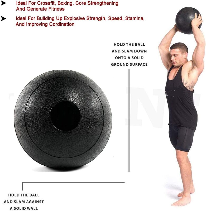 MaxStrength Medicine Slam Rubber Balls for Core Training & Cardio Workouts (9), 9KG, Black