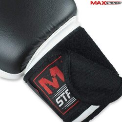 MaxStrength 4oz Kick Boxing Gloves & Focus Pad Set for Muay Thai, Kickboxing, Martial Arts, Karate, MMA Training, White/Black