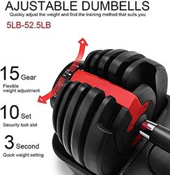 X MaxStrength Quick Automatic Adjustment Arm Muscle Training Fitness Weight Lifting Strength Smart Dumbbell, 1 Piece x 24KG, Black
