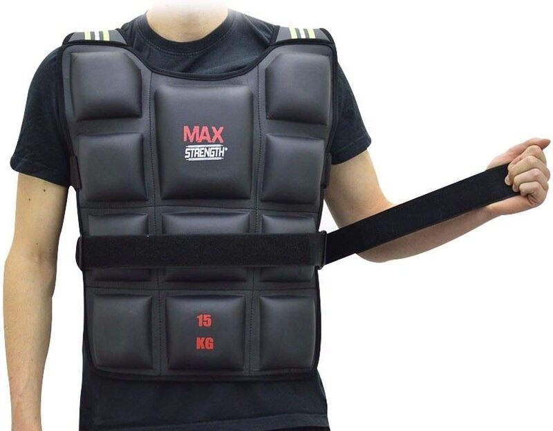 MaxStrength Weighted Vest for Gym, Running, Fitness, Sports Training & Weight Loss, 10KG, Black