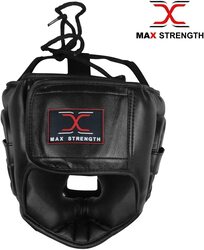 MaxStrength Senior Head Guard with Removable Face Grill Forehead & Ear Protection for Boxing MMA Training, Black