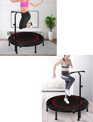 MaxStrength Fitness Quiet and Joint-gentle Trampoline with Height Adjustable Handle, Assorted Colours, 45 Inch, Black