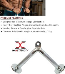 X MaxStrength V Shape Barbel Machine Cable Attachment, Silver