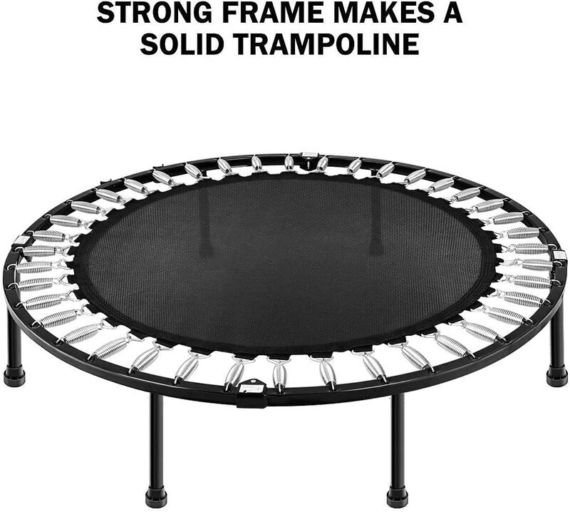 MaxStrength Fitness Quiet and Joint-gentle Trampoline with Height Adjustable Handle, Assorted Colours, 45 Inch, Black