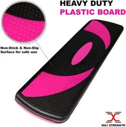 MaxStrength 5 Level Adjustable Aerobic Step with 10cm, 15cm, 20cm, 25cm & 30cm Heights Fitness Levels, Pink/Black