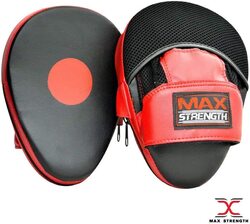 MaxStrength 6oz Curved Focus Pads Hook And Jab Martial Arts Training Boxing Gloves Sets, Black/Red