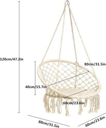 X MaxStrength Agility Macrame Swing Chair Hanging Cotton Rope Swing Chair, Beige