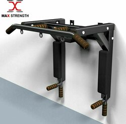 X MaxStrength Multi-Functional Wall Mounted Pull Up Bar, Black