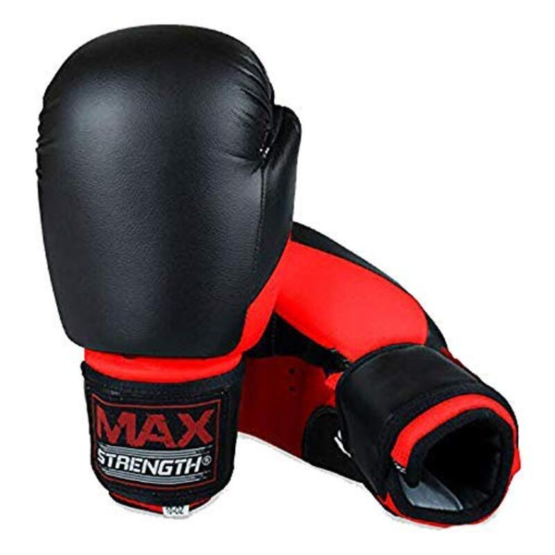 MaxStrength 12oz Boxing Gloves Muay Thai UFC Fight MMA Mitts Kickboxing Punching Training, Black/Red