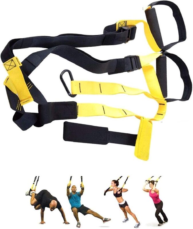 MaxStrength Suspension Trainer Kit Body Weight Fitness Resistance Trainer Kit, Black/Yellow