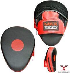 MaxStrength Hook Jab Mitts UFC Sparring Boxing Training Focus Pads, Red/White