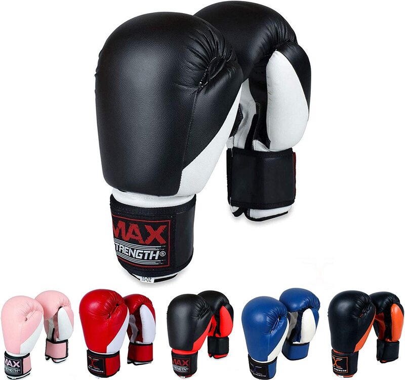 MaxStrength 6oz MMA Mitts Boxing Gloves, Black/White