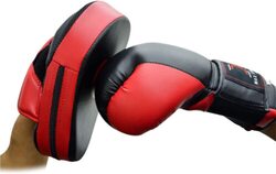 MaxStrength Standard Boxing Curved Hand Focus Pads Set, Red/Black