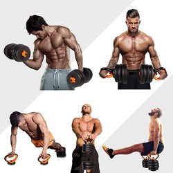 MaxStrength Adjustable Multifunctional Weights Dumbbell & Kettlebell & Barbell Set for Home Gym Office Exercise and Strength Training, Grey