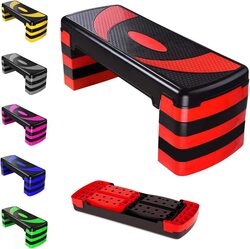 MaxStrength Aerobic Step Exercise Training Workout Stepper, Level 5, Black/Red