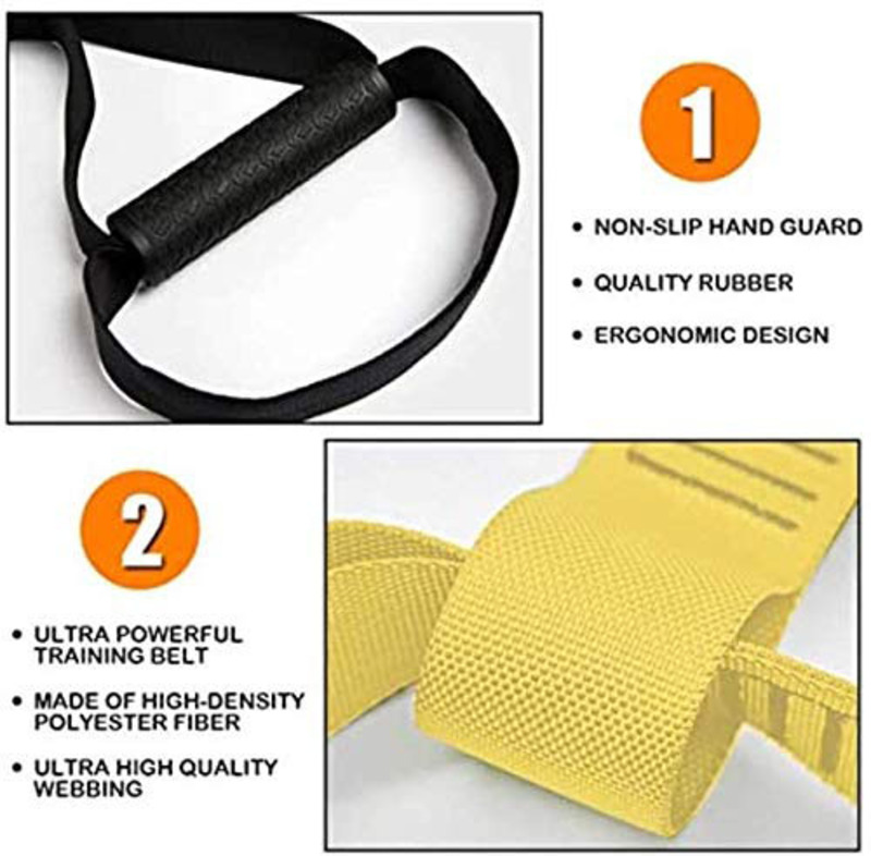 Maxstrength Suspension Exercise Gym Training Straps Set, 4 Pieces, Yellow/Black