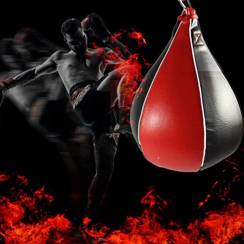 MaxStrength Pear Shaped Speed Boxing Punching Bag, Black/Red