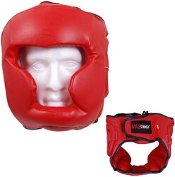 MaxStrength Medium MMA Headguard Martial Arts Headgear for Protection & Training, Red