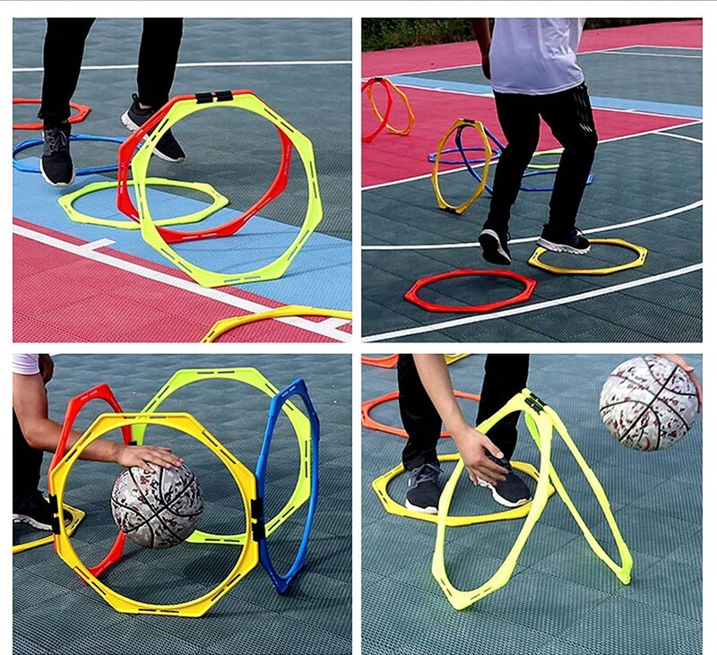 X MaxStrength Speed Agility Training Ladder Set Agility Ladder Speed Rings, 24 Pieces, Multicolour