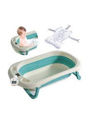 Maxstrength Foldable Bath Tub with Floating Bathtub Mat & Heat Thermometers for Babies, Newborn, Multicolour