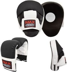 MaxStrength L-XL Focus Pads Boxing Bag Gloves Set, Black/White