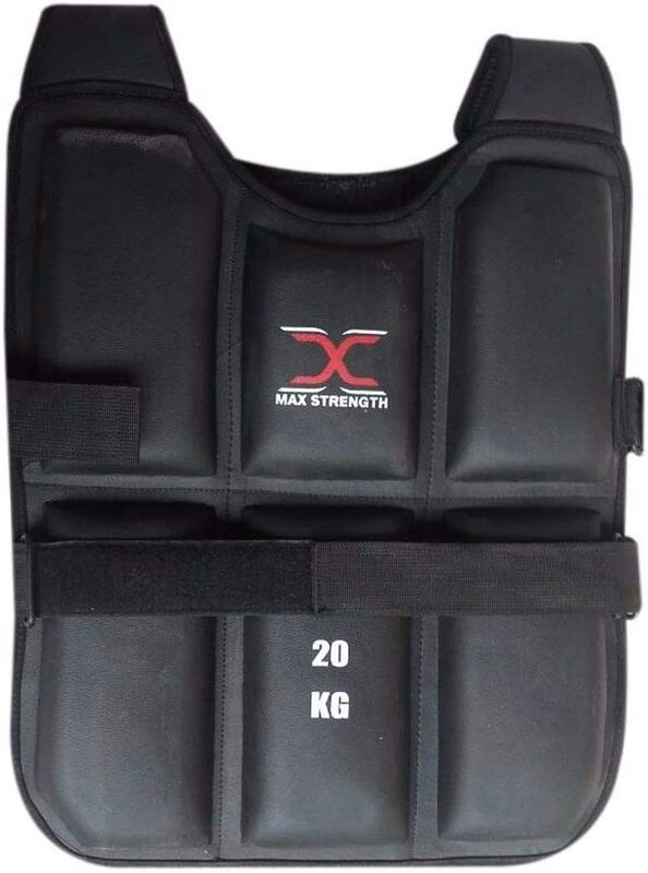 MaxStrength Weighted Vest for Gym, Running, Fitness, Sports Training & Weight Loss, 10KG, Black