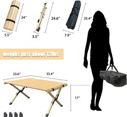 X MaxStrength Portable Folding Camping Table, Light Brown