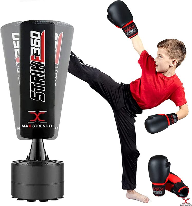 MaxStrength 6oz Boxing Glove Sparring & Kickboxing Punch Bag, Black/Red