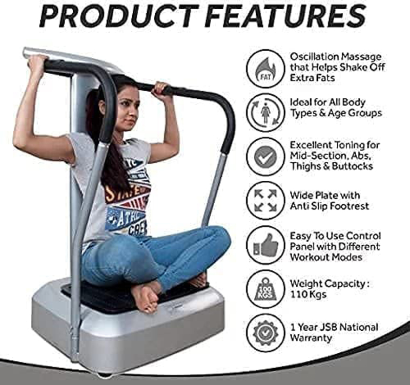 Maxstrength Crazy Fit Vibration Plate Fitness Platform for Whole Body Fitness Power Massage, Silver