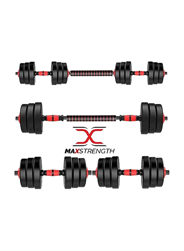 Maxstrength Dumbbell & Barbell Set, 40KG, Black