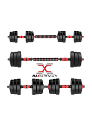 Maxstrength Dumbbell & Barbell Set, 40KG, Black