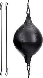 MaxStrength Double End Speed Ball Maya Hide Leather Boxing Ball Floor to Ceiling Rope, Black