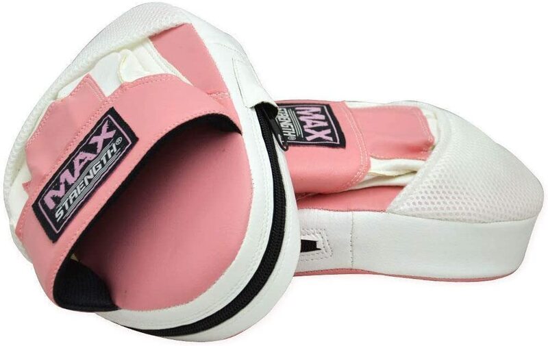 MaxStrength Standard Boxing Curved Hand Focus Pads Set, Pink/White