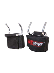 Maxstrength Deadlifting Hooks with Wrist Support, 1 Pair, Black