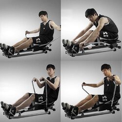 X MaxStrength Rowing Machine with Free Motion Arms Home Multi-Function Rowing Machine, Black/Silver