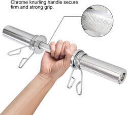 X MaxStrength Olympic Dumbbell Bar Set & Spring Collars Free Weight Lifting Training Bar, 2 Piece, Silver