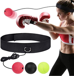 Maxstrength 11 Piece Reflex Speedball Training Ball with Headband for Hand-eye Coordination, Multicolour
