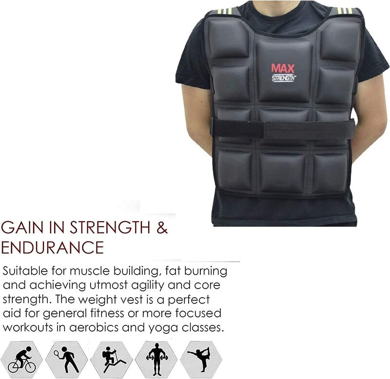 MaxStrength Weighted Vest Jacket, 10KG, Black