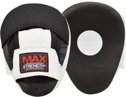 MaxStrength 12oz Hook & Jab Focus Punch Pads Set & Boxing Gloves, Black/White
