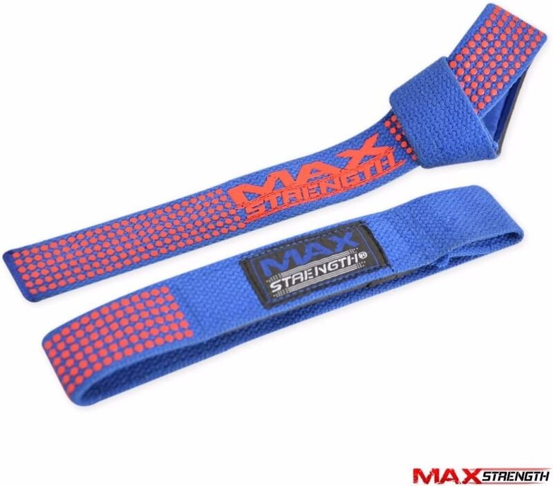 MaxStrength Wrist Support Weight lifting Gym Training Bar Straps, Blue