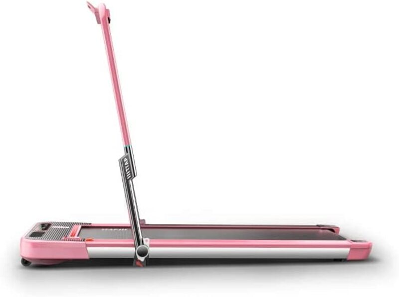 X MaxStrength 2 in 1 App Controlled Folding Treadmill With Remote Control Bluetooth Speaker and LED Display, Pink