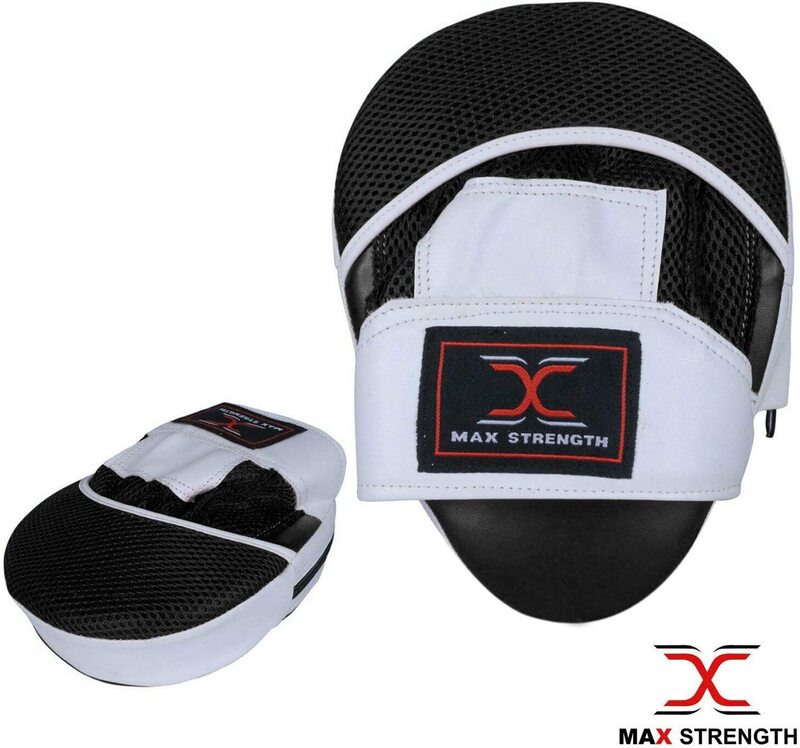 MaxStrength Mitts Boxing Training Focus Pads, Black/White