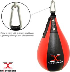 MaxStrength Pear Shape Speedball And Swivel Punch Bag MMA Punching Training Speed Ball, Black/Red