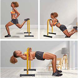 Maxstrength Stand Station Tricep Strength Training Dip Bars, Yellow