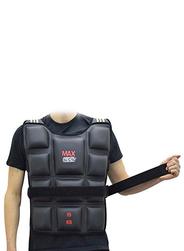 Maxstrength Weighted Vests Gym for Running, Fitness, Sports Training & Weight, 15KG, Black