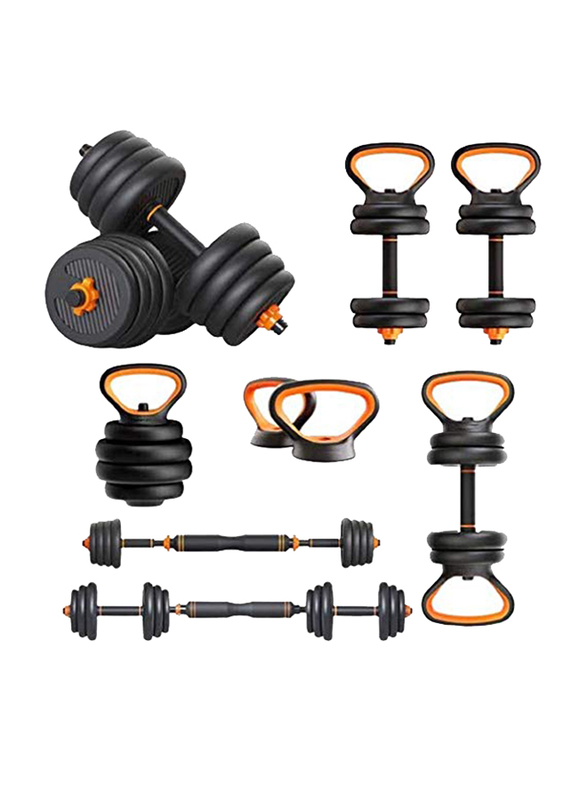 Maxstrength Dumbbell, Kettle bell, Barbell Set & Push Up Stand, 30KG, Multicolour