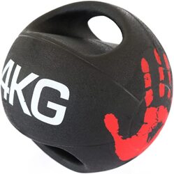 X MaxStrength Double Handle Rubber Medicine Ball Medicine Strength Exercise Ball, 4KG, Black