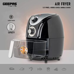 Geepas Gaf37521 1300W Air Fryer With Rapid Air Circulation System, 2.5L Capacity, Black